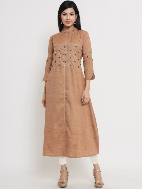 

Sangria Women Beige Embroidered Kurta