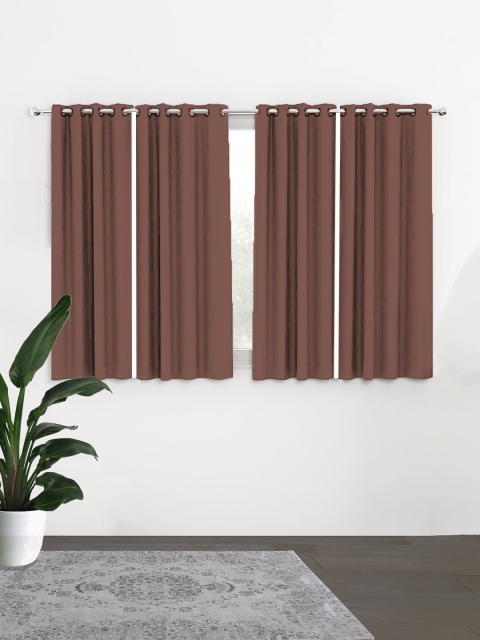

HOUZZCODE Brown Set of 4 Black Out Window Curtains