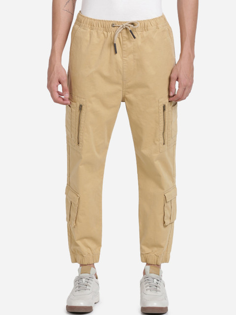 

Breakbounce Men Beige Slim Fit Joggers Trousers