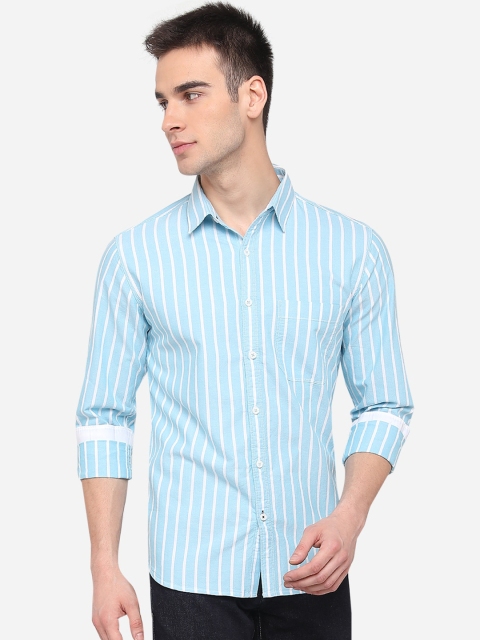 

Greenfibre Men Blue Slim Fit Striped Casual Shirt