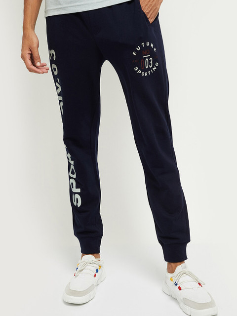 

max Men Blue & White Solid Joggers