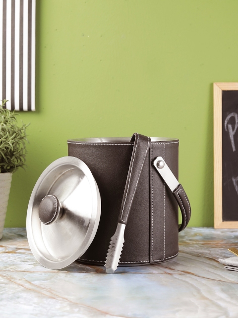 

The Decor Mart Brown Solid Ice Bucket With Tong