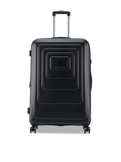 

IT luggage Black Textured Hard-Sided Large Trolley Suitcase