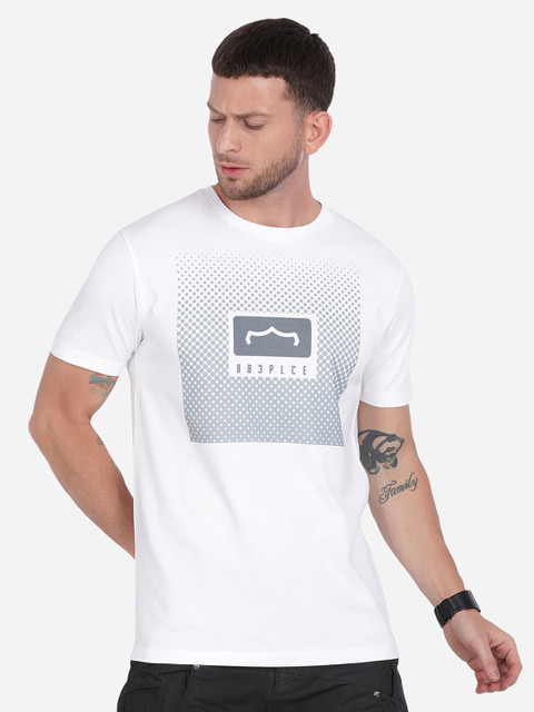 

883 Police Men White Typography Printed Cotton T-shirt