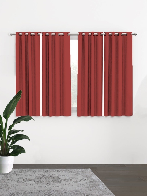 

HOUZZCODE Maroon Set of 4 Black Out Window Curtain