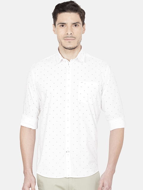 

Oxemberg Men White Slim Fit Printed Casual Shirt