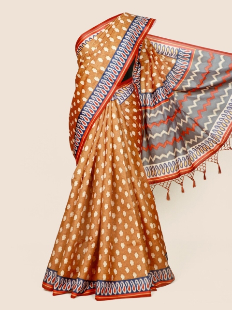 

Pothys Mustard Yellow & Blue Linen Blend Saree