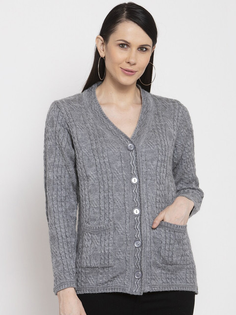 

VANYA Women Grey Cable Knit Cardigan
