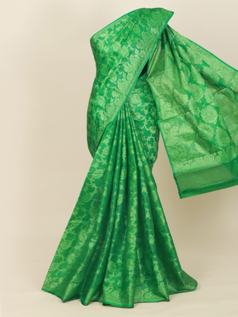

Pothys Green Floral Pure Silk Tussar Saree