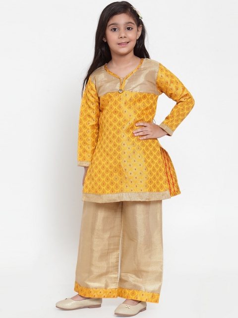

Baani Creations Girls Yellow Ethnic Motifs Printed Kurti with Skirt