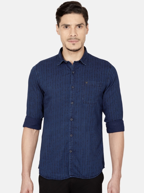

Oxemberg Men Navy Blue Slim Fit Printed Casual Shirt