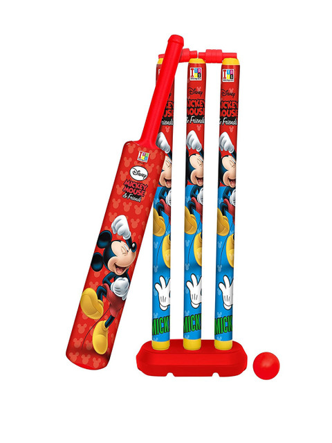 

ITOYS Kids Red & Blue Mickey Mouse Printed Cricket Kit