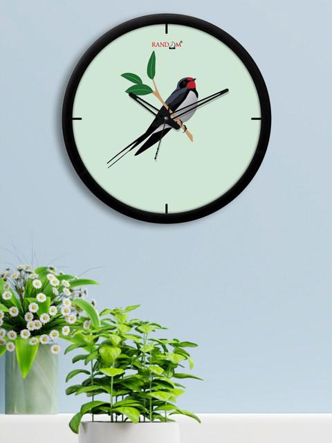 

RANDOM Black & Green Printed Contemporary 30 cm Analogue Wall Clock