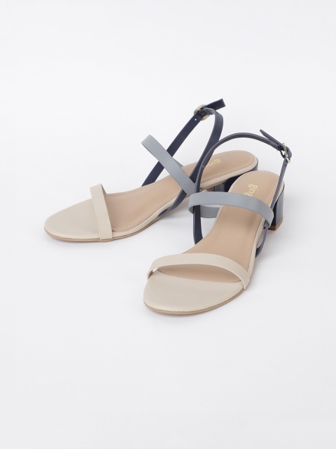 

Ginger by Lifestyle Cream-Coloured Colourblocked Block Sandals