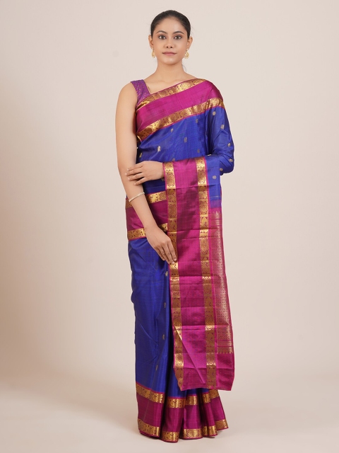 

Pothys Blue & Pink Woven Design Zari Pure Silk Kanjeevaram Saree