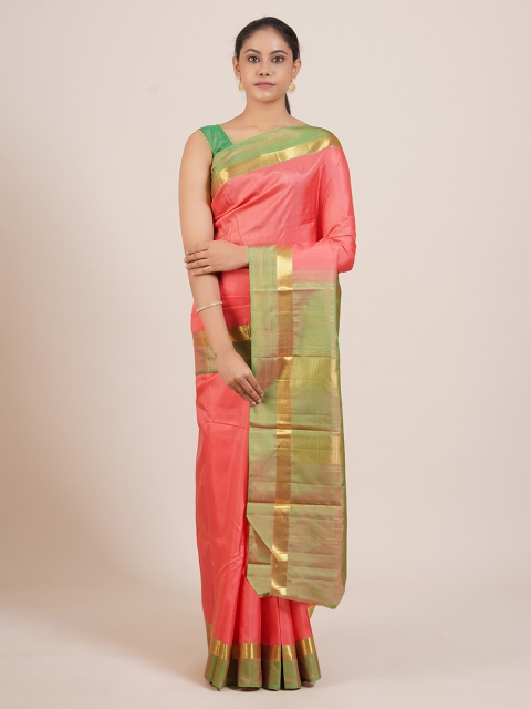 

Pothys Pink & Gold-Toned Ethnic Motifs Zari Pure Silk Kanjeevaram Saree