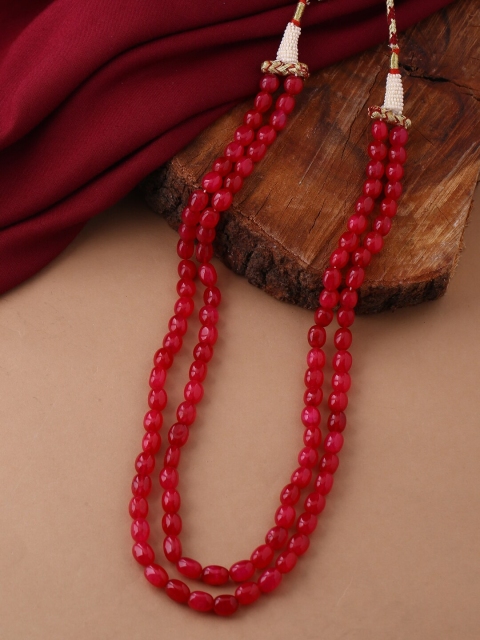 

Tistabene Red Layered Beaded Bead String Necklace
