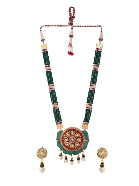 

Tistabene Green & Beige Gold-Plated Layered Necklace