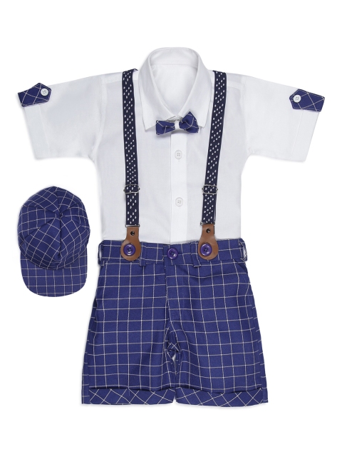 

Aj DEZInES Boys Blue & White Shirt with Shorts and Cap