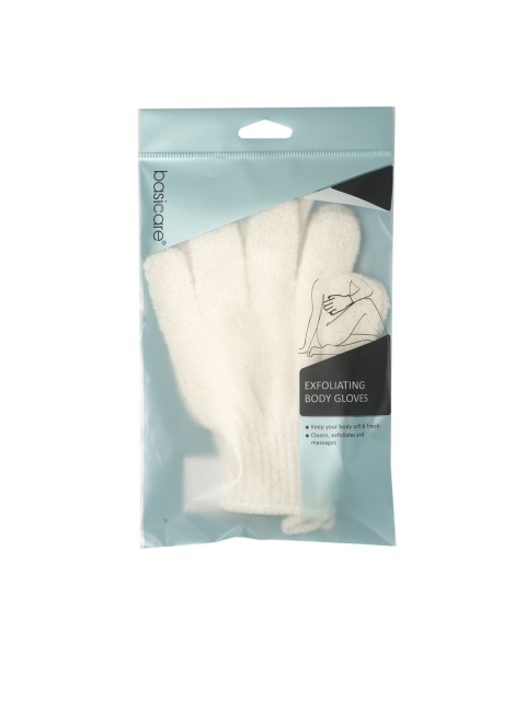 

basicare Unisex Cream-Coloured Solid Exfoliating Body Gloves