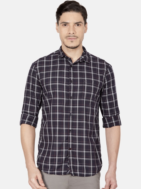 

Oxemberg Men Blue Slim Fit Windowpane Checks Checked Casual Shirt