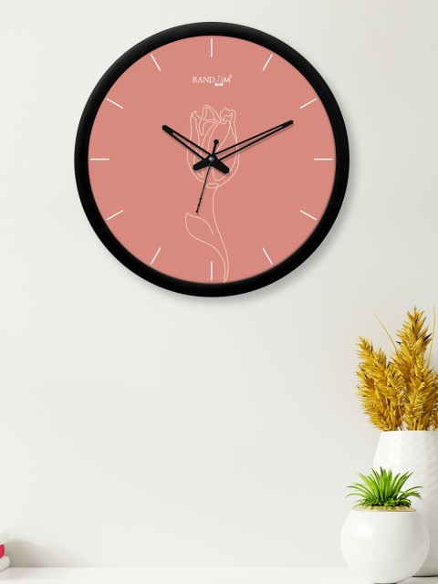 

RANDOM Black & Peach-Coloured Printed Contemporary 30.4 cm Analogue Wall Clock