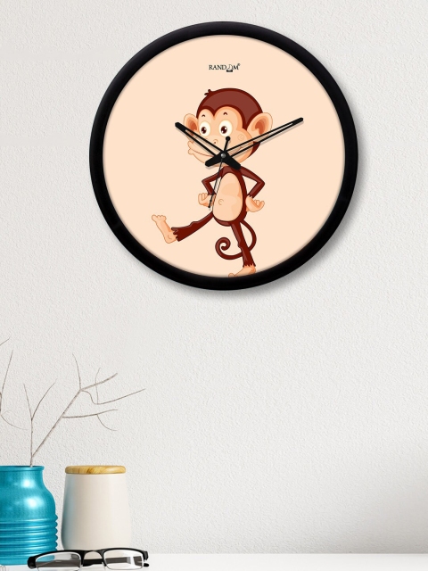 

RANDOM Peach-coloured & Brown Printed Contemporary Wall Clock