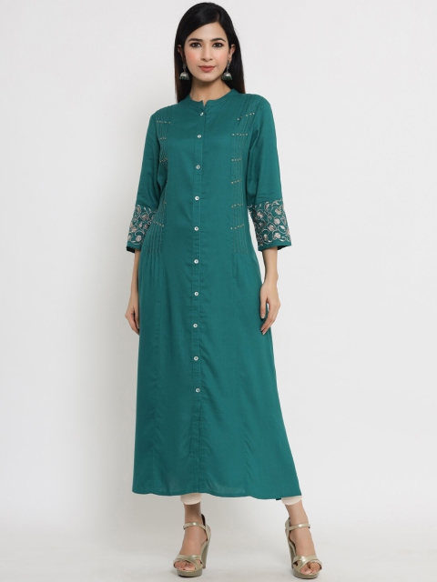 

Sangria Women Green Embroidered Kurta
