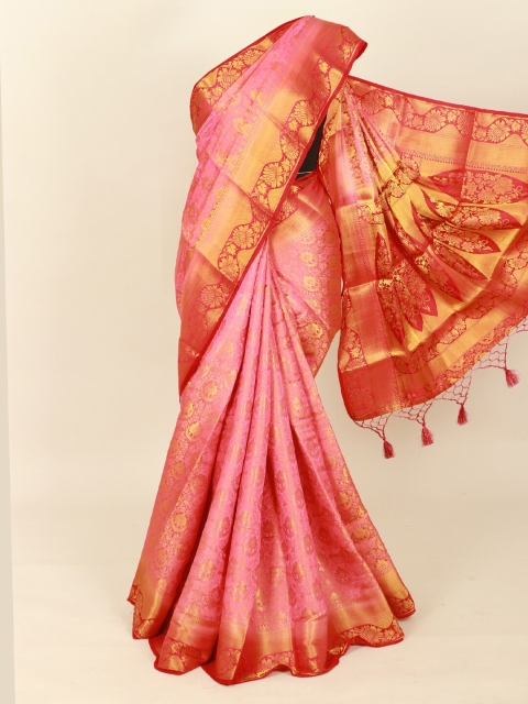 

Pothys Pink & Maroon Woven Design Zari Art Silk Banarasi Saree