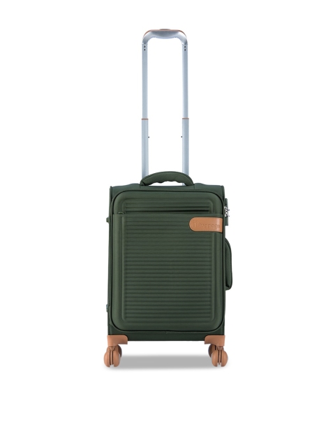 

IT luggage Olive Green Textured Soft-Sided Cabin Trolley Suitcase
