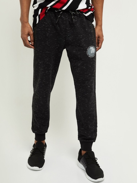 

max Men Black Self-Design Joggers