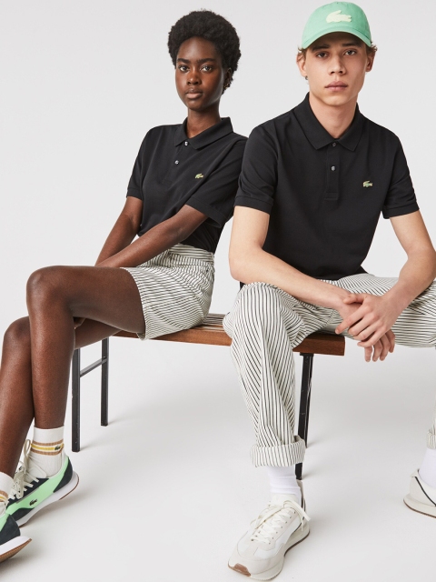 

Lacoste Unisex Black V-Neck Extended Sleeves T-shirt