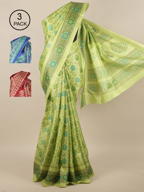 

Pothys Multicoloured Set of 3 Jute Silk Saree, Multi