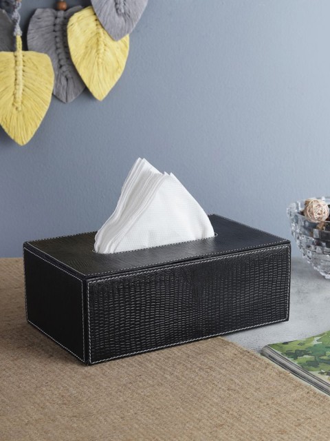 

The Decor Mart Black Premium Faux Leather Tissue Box