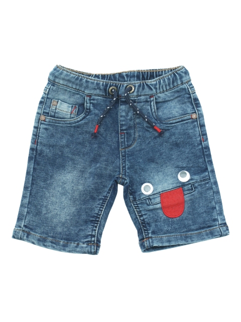 

Lil Lollipop Kids Blue Washed Mid-Rise Pure Cotton Denim Shorts