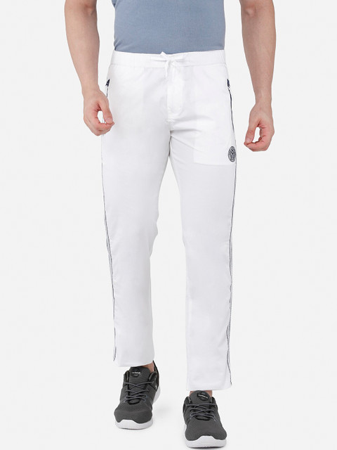 

Beevee Men White Solid Cotton Track Pants