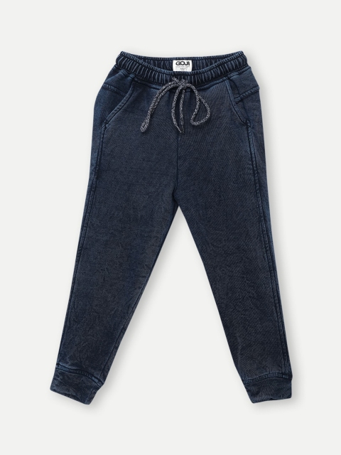 

GOJI Boys Navy Blue Indigo Cotton Joggers