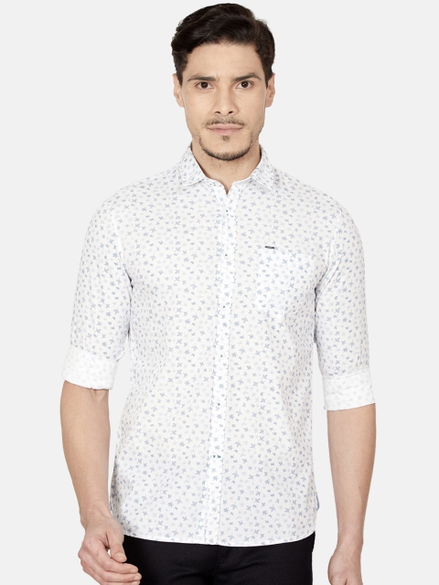 

Oxemberg Men White Slim Fit Floral Printed Casual Shirt