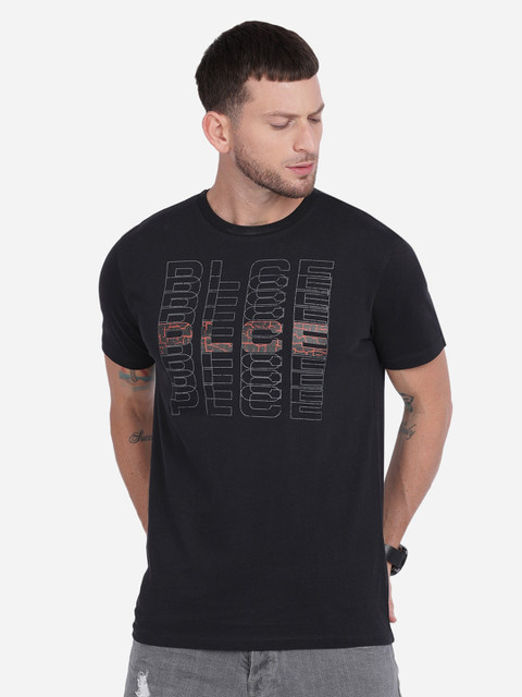 

883 Police Men Black Typography Printed Cotton T-shirt
