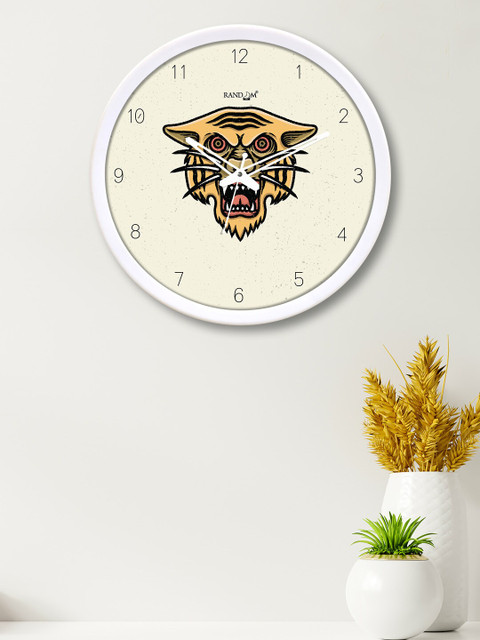 

RANDOM White & Yellow Printed Contemporary 30.4 cm Analogue Wall Clock