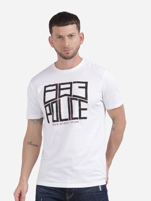 

883 Police Men White Typography Printed T-shirt