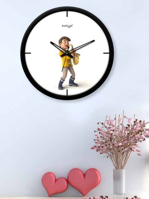 

RANDOM White & Yellow Printed Contemporary Wall Clock
