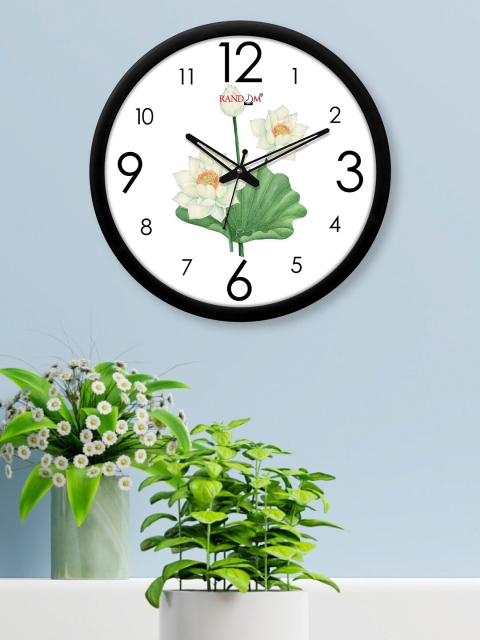 

RANDOM White & Green Printed Contemporary Wall Clock