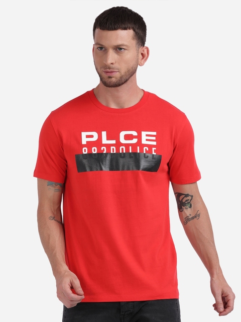 

883 Police Men Red Typography Printed T-shirt
