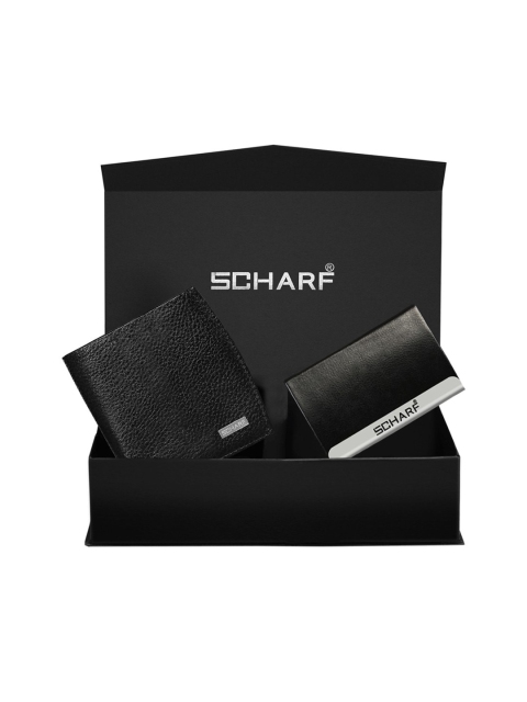 

SCHARF Men Black Solid Genuine Leather Accessory Gift Set