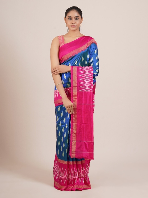 

Pothys Blue & Pink Pure Silk Kanjeevaram Saree