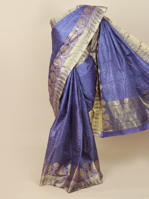 

Pothys Lavender & Gold-Toned Woven Design Pure Silk Tussar Saree