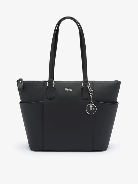 

Lacoste Black Textured Oversized Structured Handheld Bag
