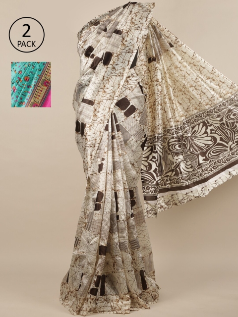 

Pothys Maroon & Pink Floral Jute Pack of 3 Silk Saree