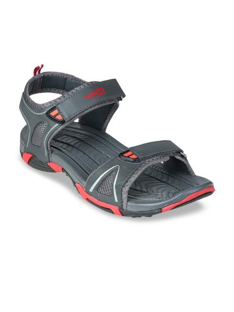 

Liberty Men Grey & Red Solid Sports Sandals